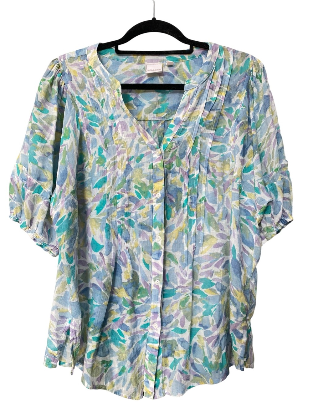 Zac & Rachel Pastel Lightweight Gauzy Button Top Shirt size L